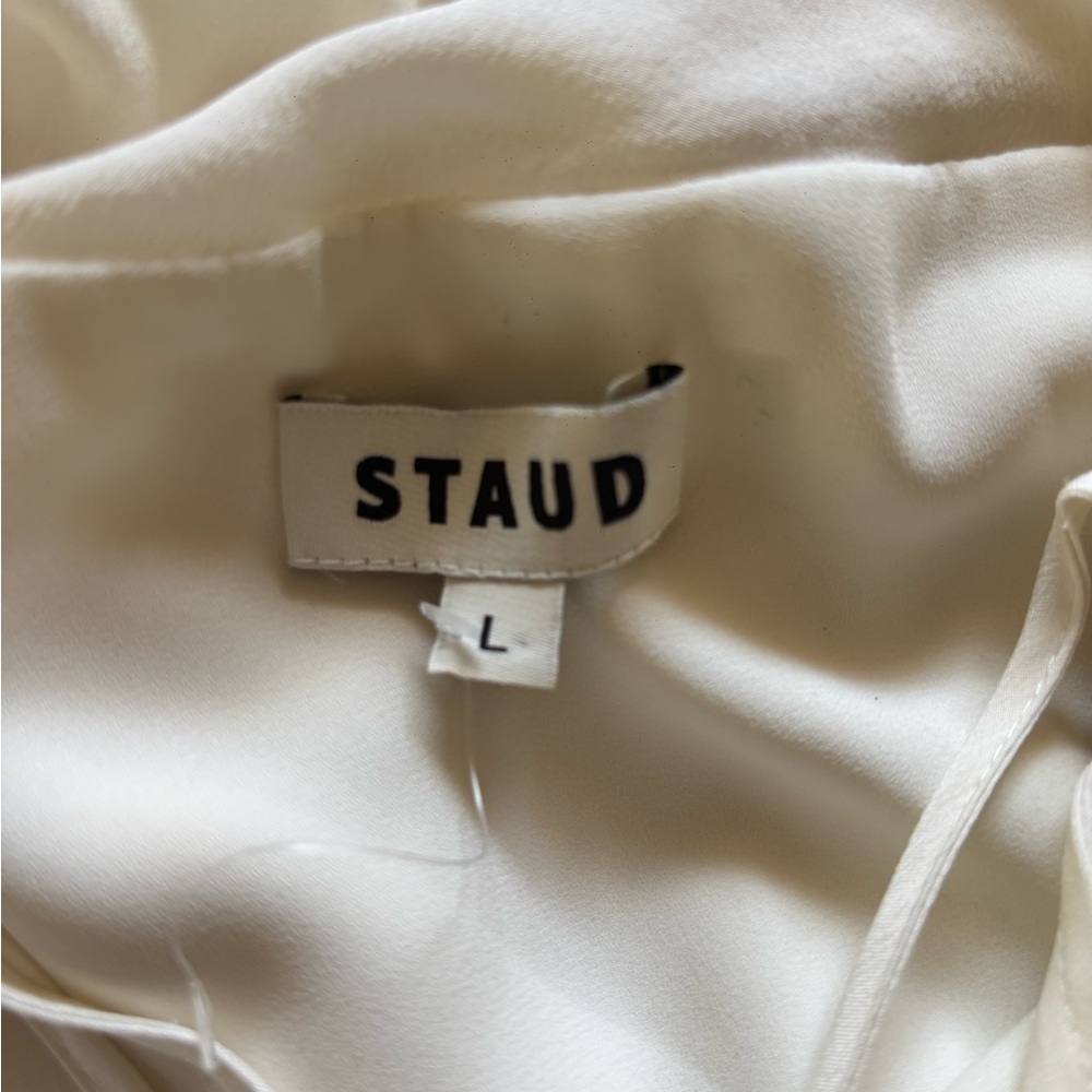 STAUD Machu Silk Cream V-Neck Spaghetti Strap Slip Maxi Dress - Picture 10 of 10